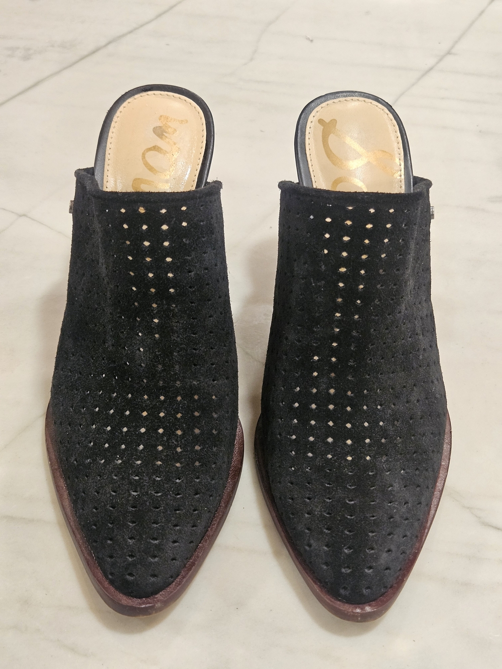 ✨ Sam Edelman "Bates" Perforated Suede Mules  6